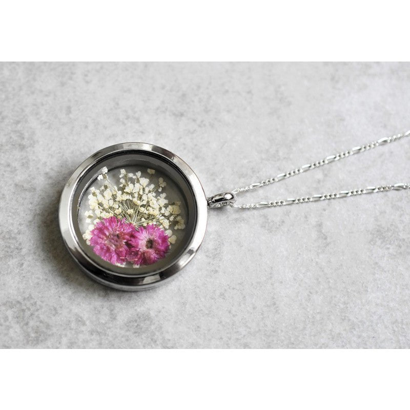 Echte Blumen Lebensfreude Amulett - 925 Sterling Silber