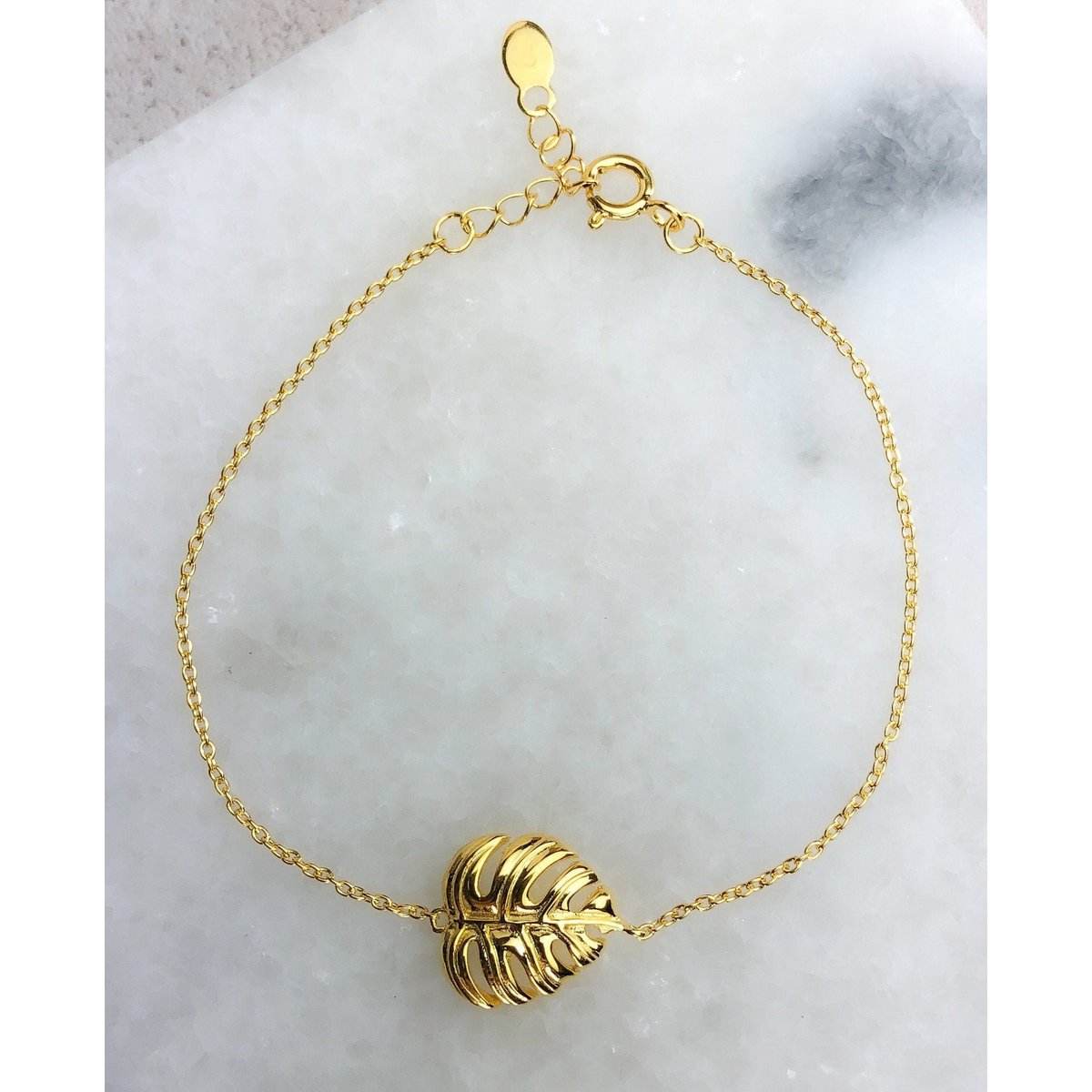 Monstera Blatt Gold Armband - 925 Sterling Gold