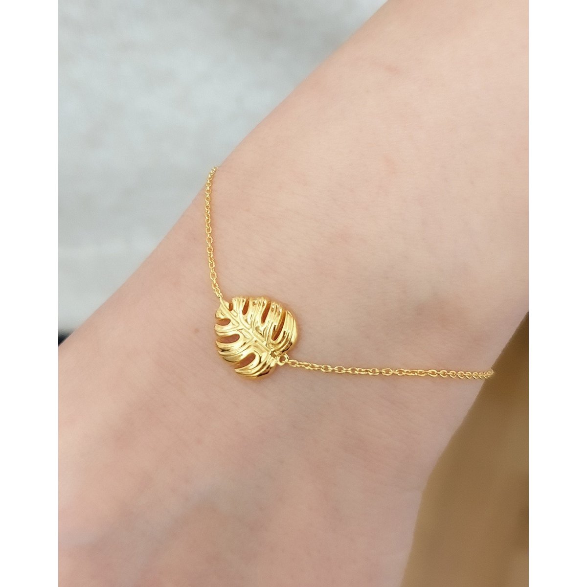 Monstera Blatt Gold Armband - 925 Sterling Gold