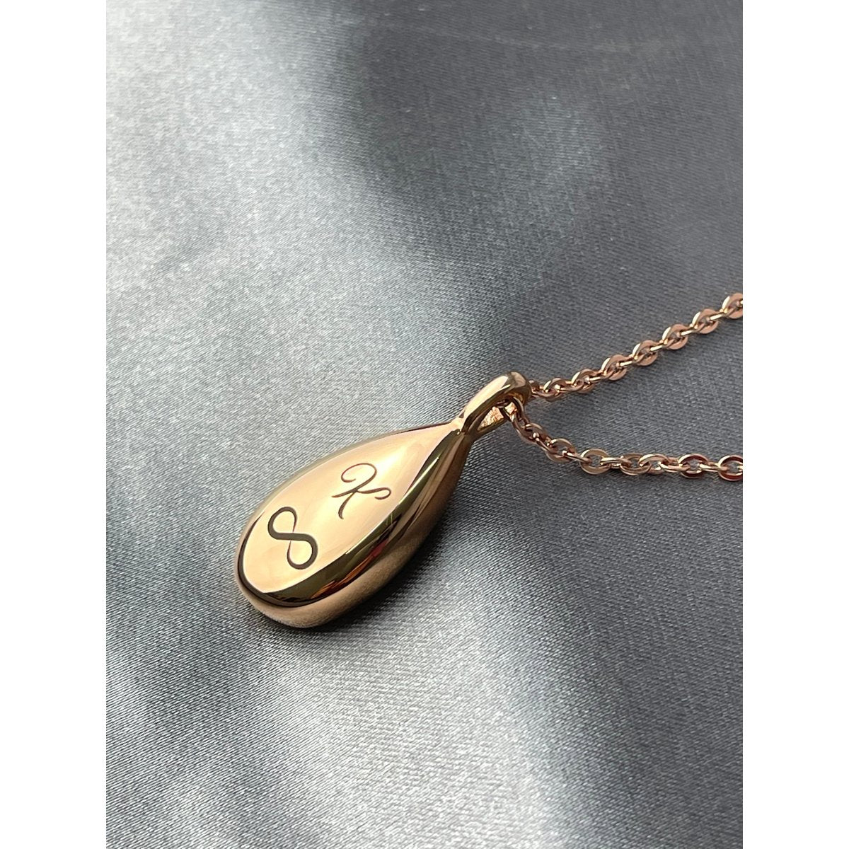 Urne Asche Flaschenanhänger Feuerbestattung Rosegold Edelstahl Kette - Personalisierbar mit GRAVUR - Trauergeschenk - VIK-02