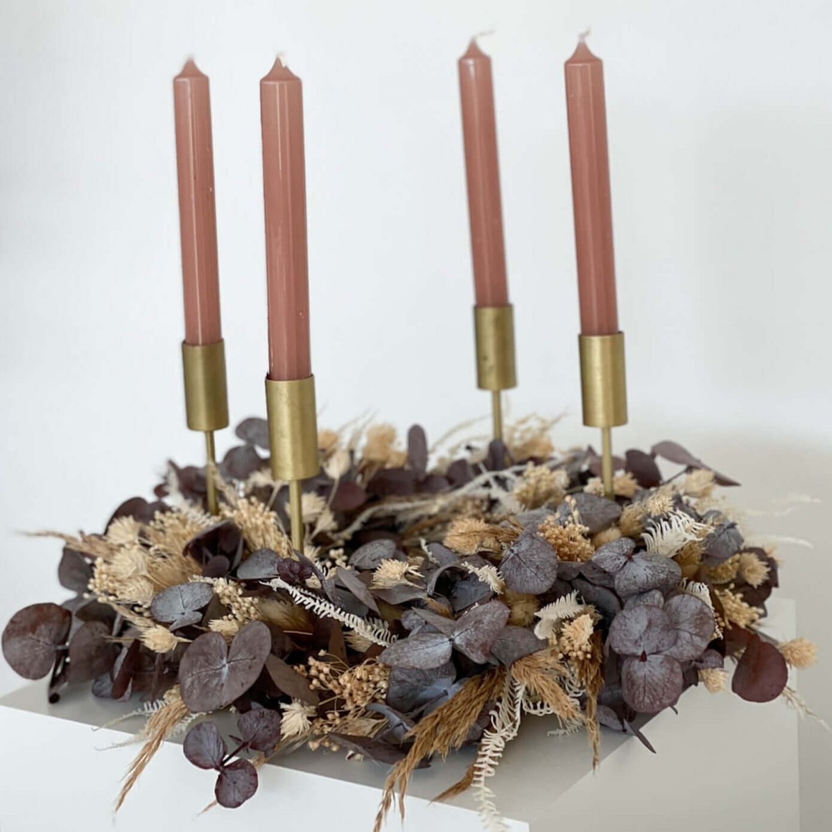 Adventskranz "Beige" aus Trockenblumen