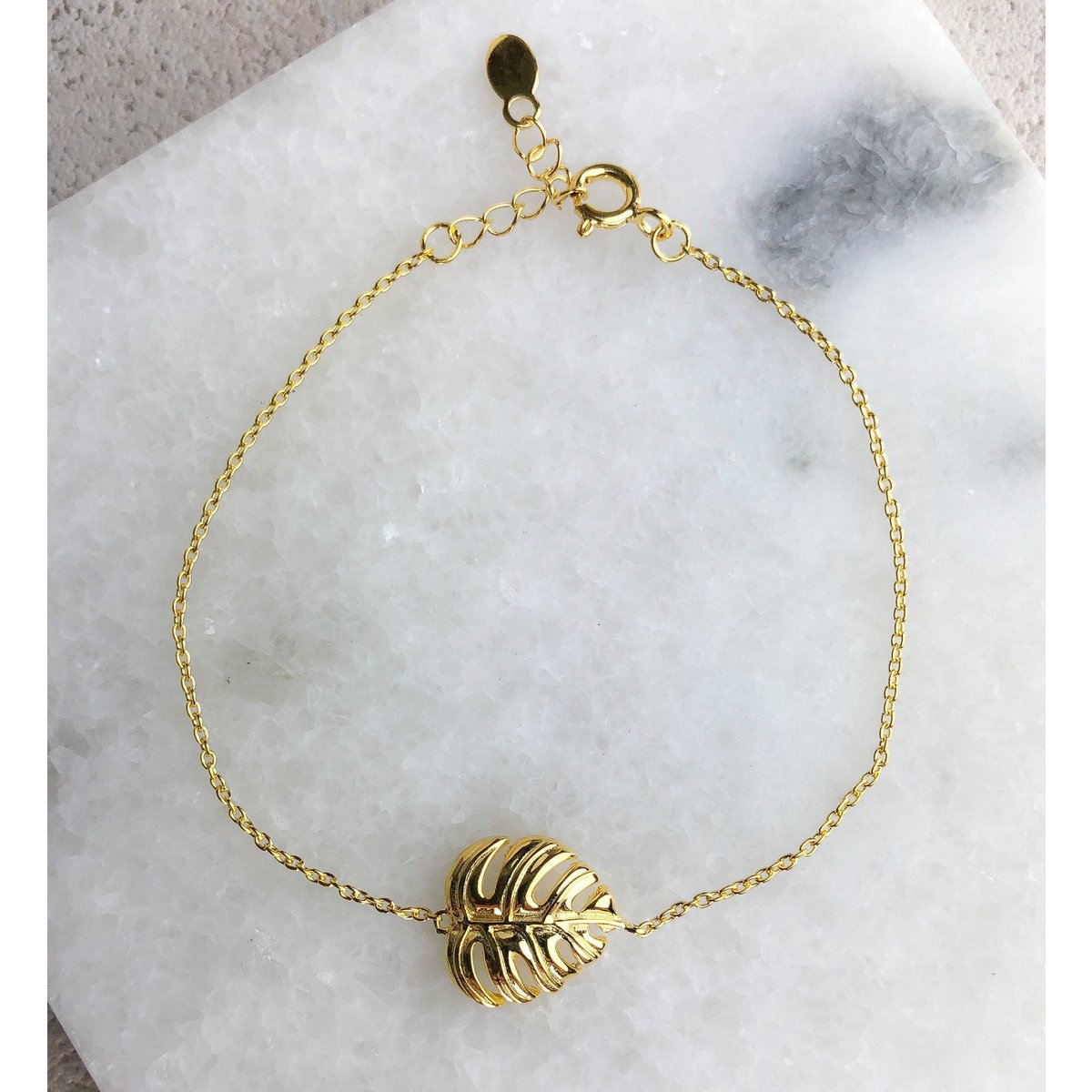 Monstera Blatt Gold Armband - 925 Sterling Gold