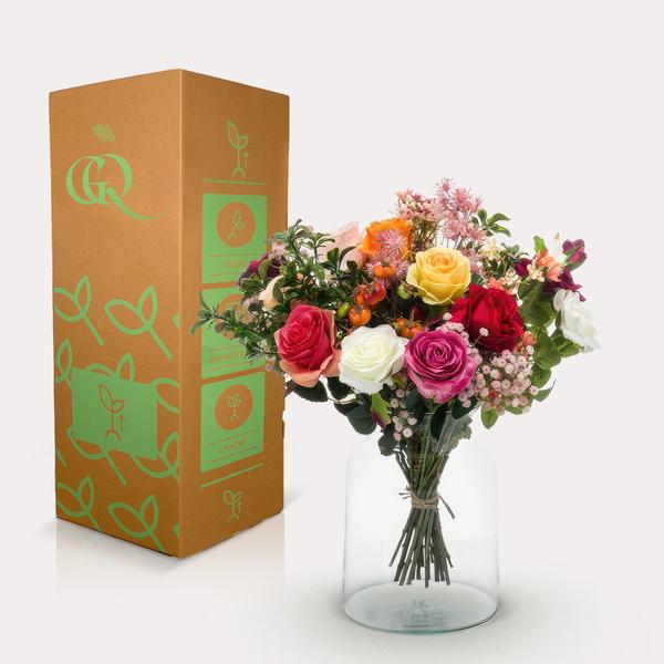 Kunstblumen - Bouquet M - Flame Roses - 45 cm