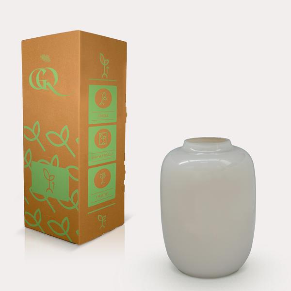 Vase glas - M - H35 W25 -Artic Ivory