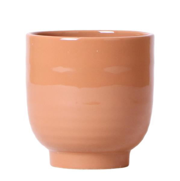 Kolibri Home | Glasierter Blumentopf - Cognacfarbener Keramik-Dekotopf mit Glanz - Ø12cm