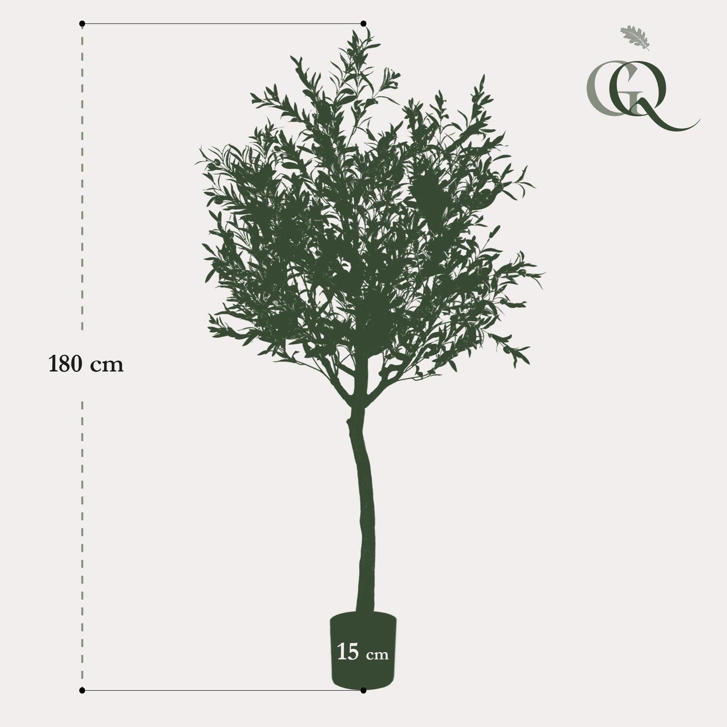 Kunstpflanze Olea europaea (Olivenbaum) - 180 cm Höhe - Eleganter Kunst-Olivenbaum für stilvolle Innenräume