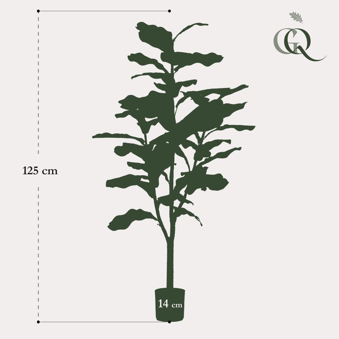 Kunstpflanze Ficus Lyrata - Tabakspflanze - 125 cm Höhe - Pflegeleichte Kunstpflanze für moderne Innenräume