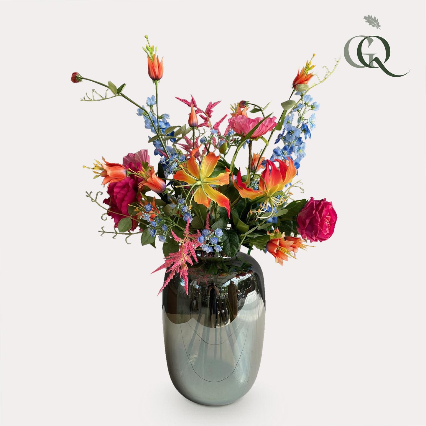 Kunstblumen - Blumenstrauß XL - Colourful Glam - "Luxuriöses Arrangement" - 80cm