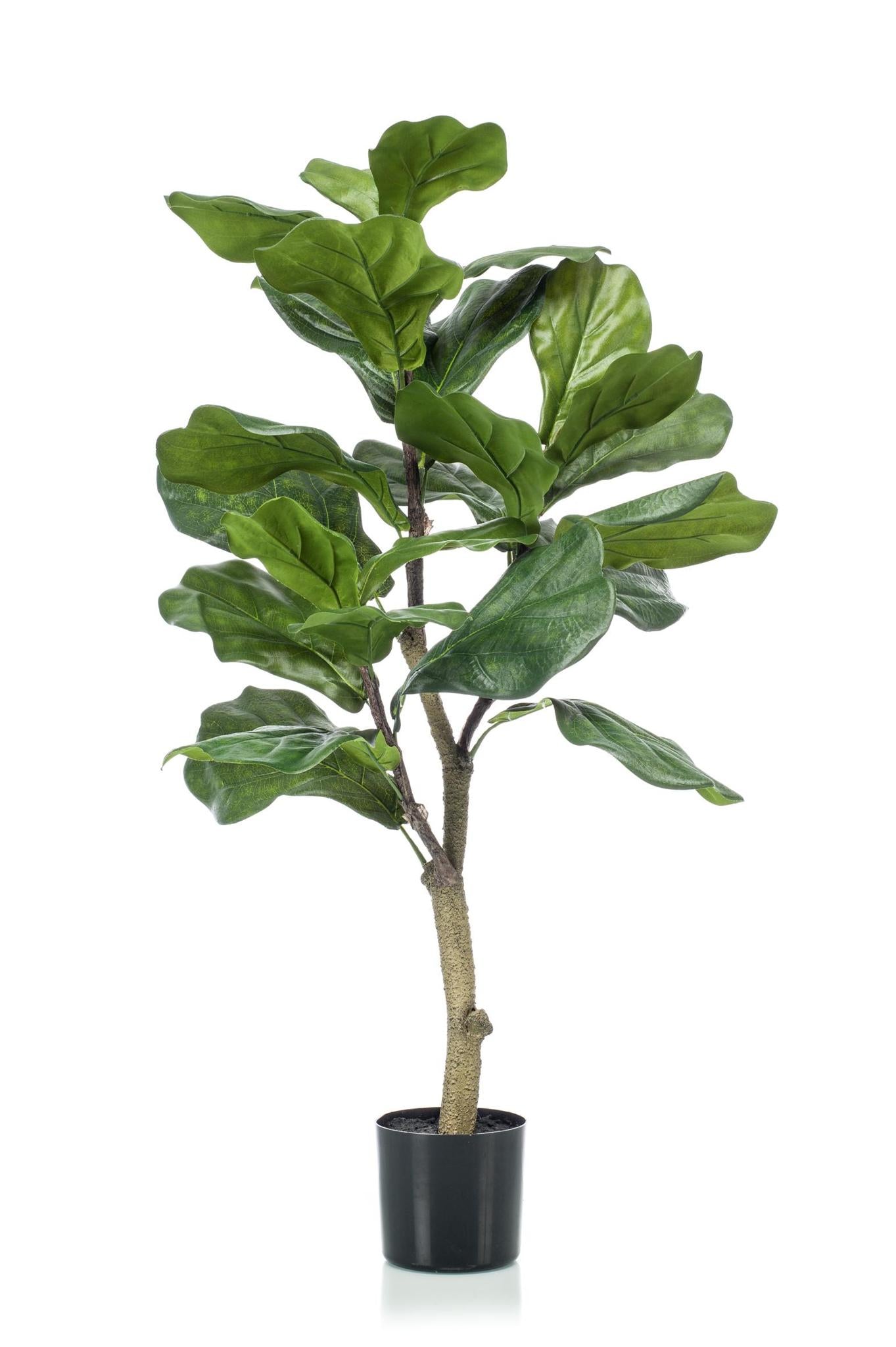 Kunstpflanze Ficus Lyrata - Tabakspflanze - 100 cm Höhe - Pflegeleichte Kunstpflanze für stilvolle Innenräume