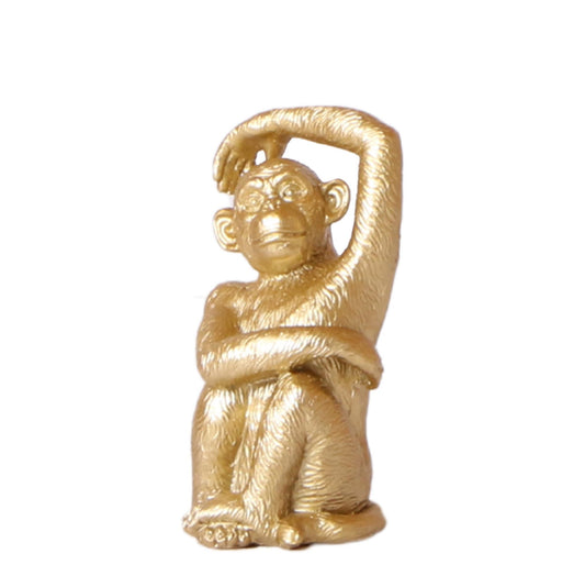 Kolibri Home | Ornament - Dekoration Skulptur Sitzender Affe - Gold