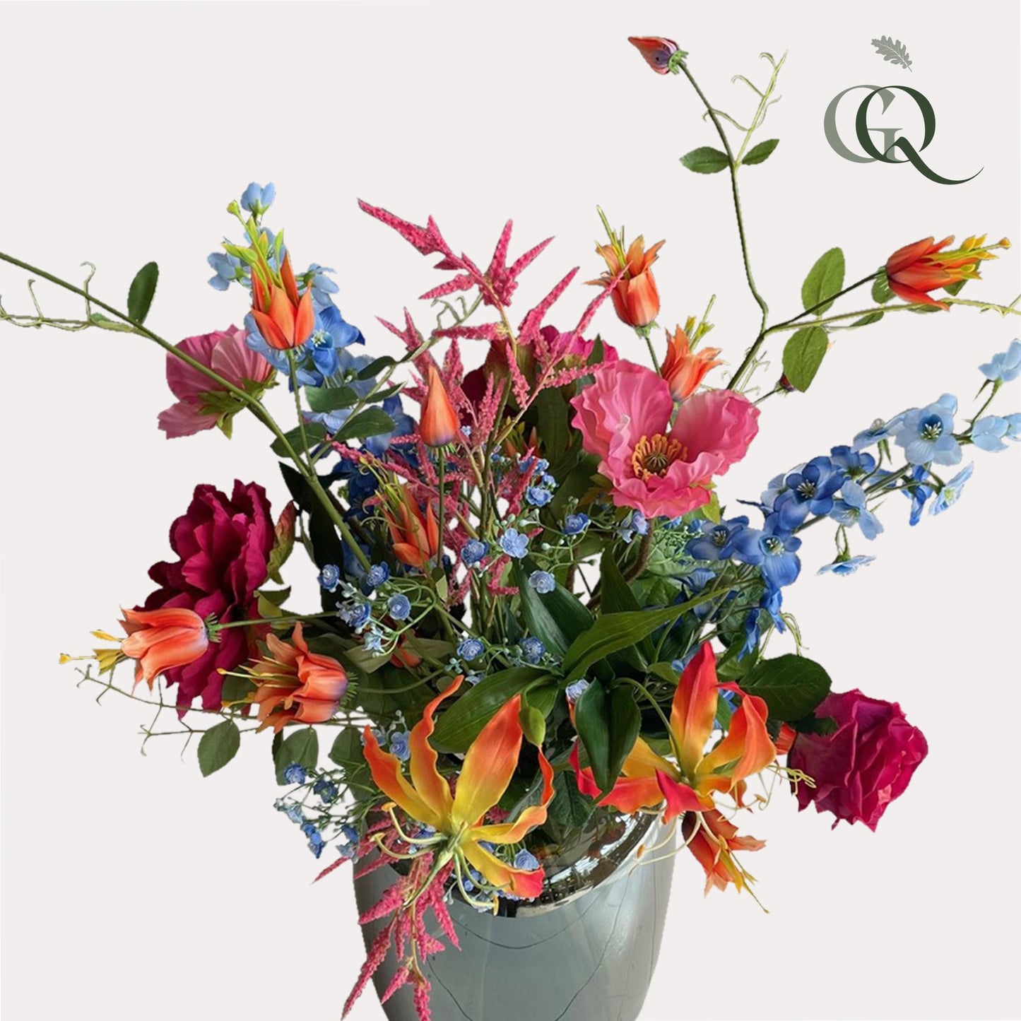 Kunstblumen - Blumenstrauß XL - Colourful Glam - "Luxuriöses Arrangement" - 80cm