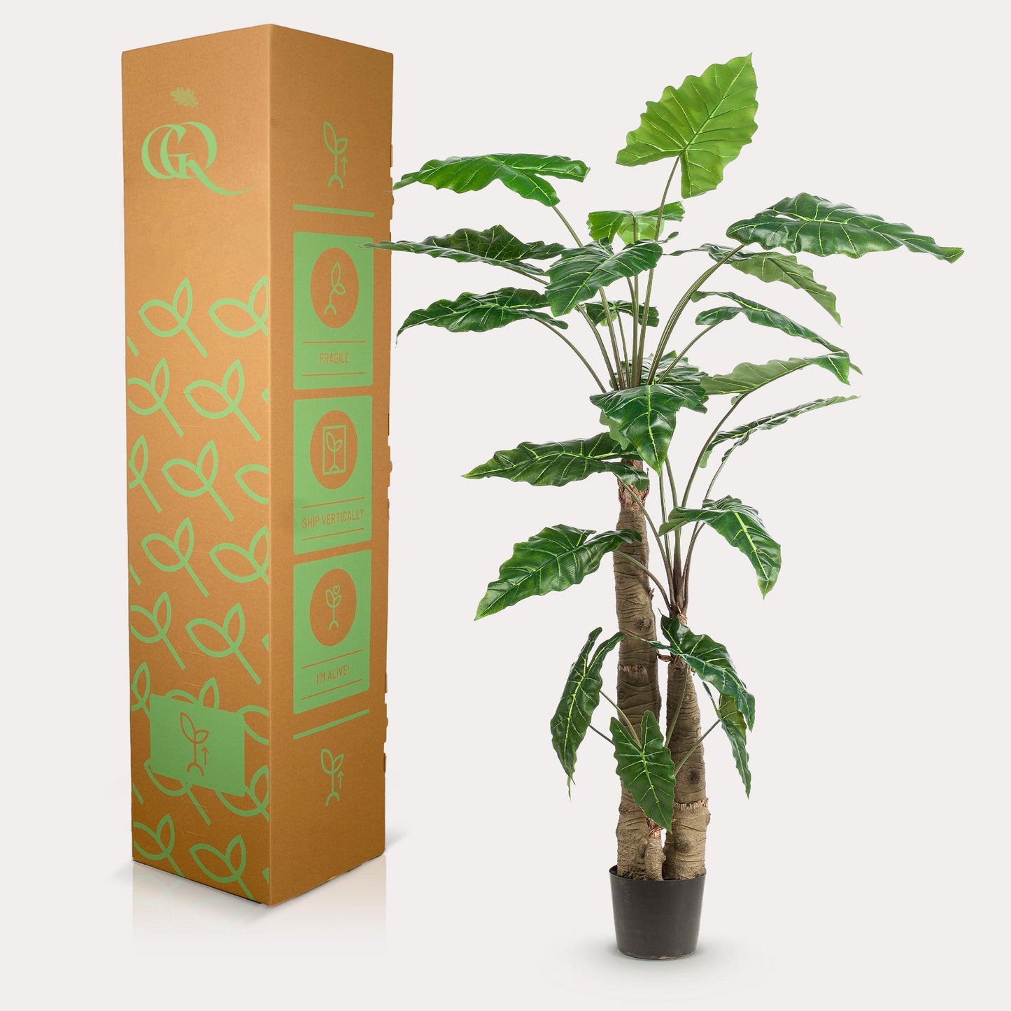 Kunstpflanze Alocasia - 180 cm Höhe - Hochwertige Kunstpflanze für tropisches Ambiente in großen Innenräumen