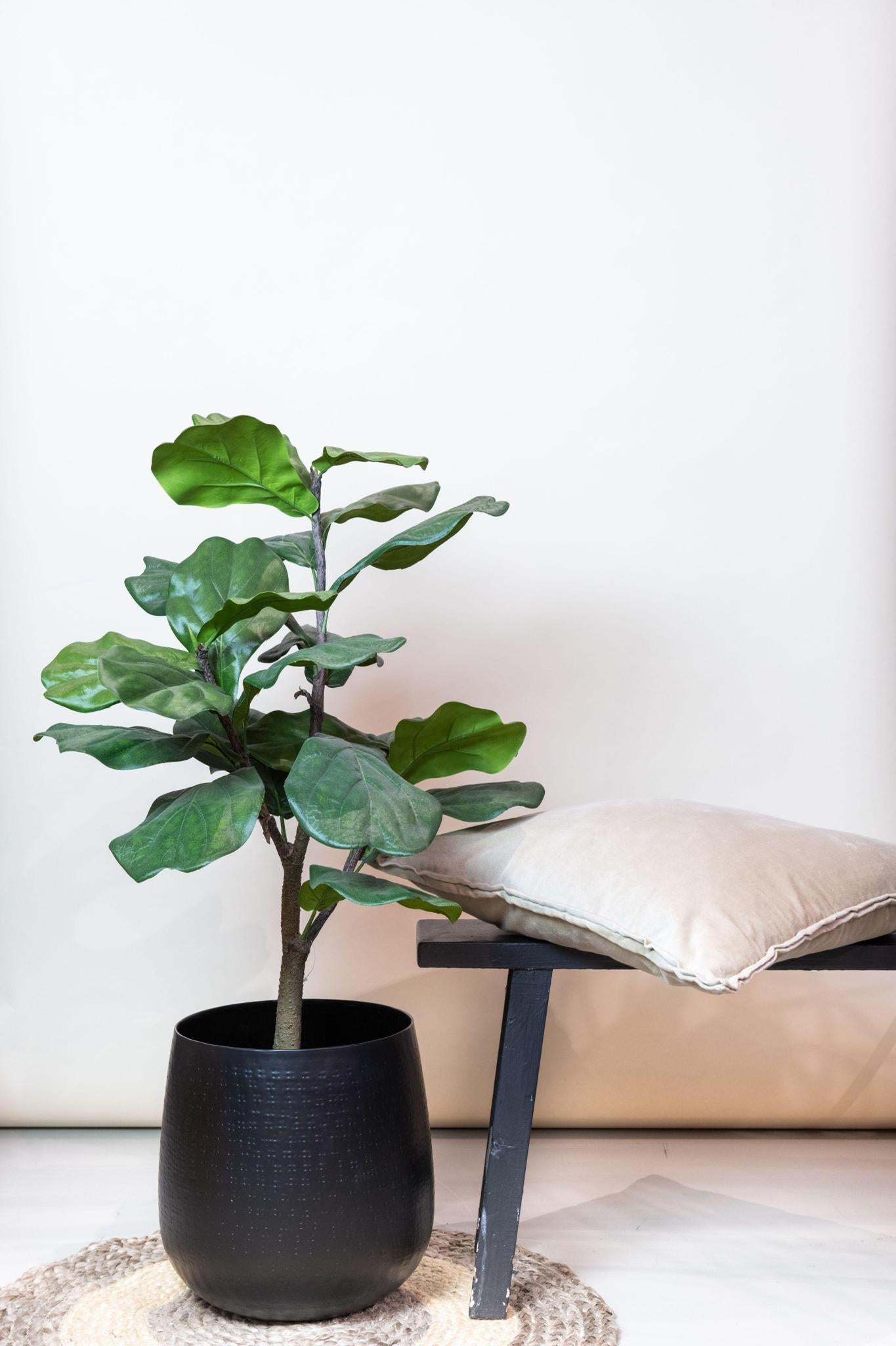 Kunstpflanze Ficus Lyrata - Tabakspflanze - 100 cm Höhe - Pflegeleichte Kunstpflanze für stilvolle Innenräume