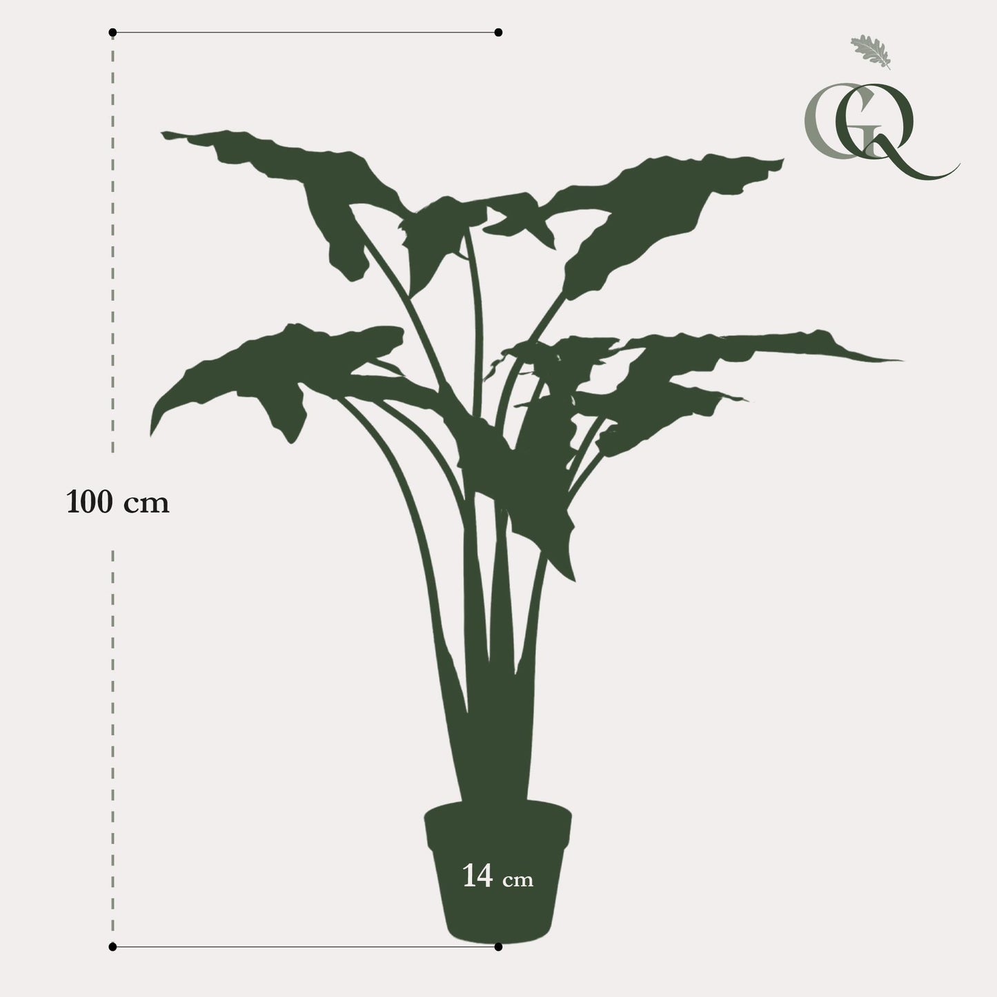 Kunstpflanze Alocasia Frydek - 100 cm Höhe - Exotische Kunstpflanze für moderne Innenräume