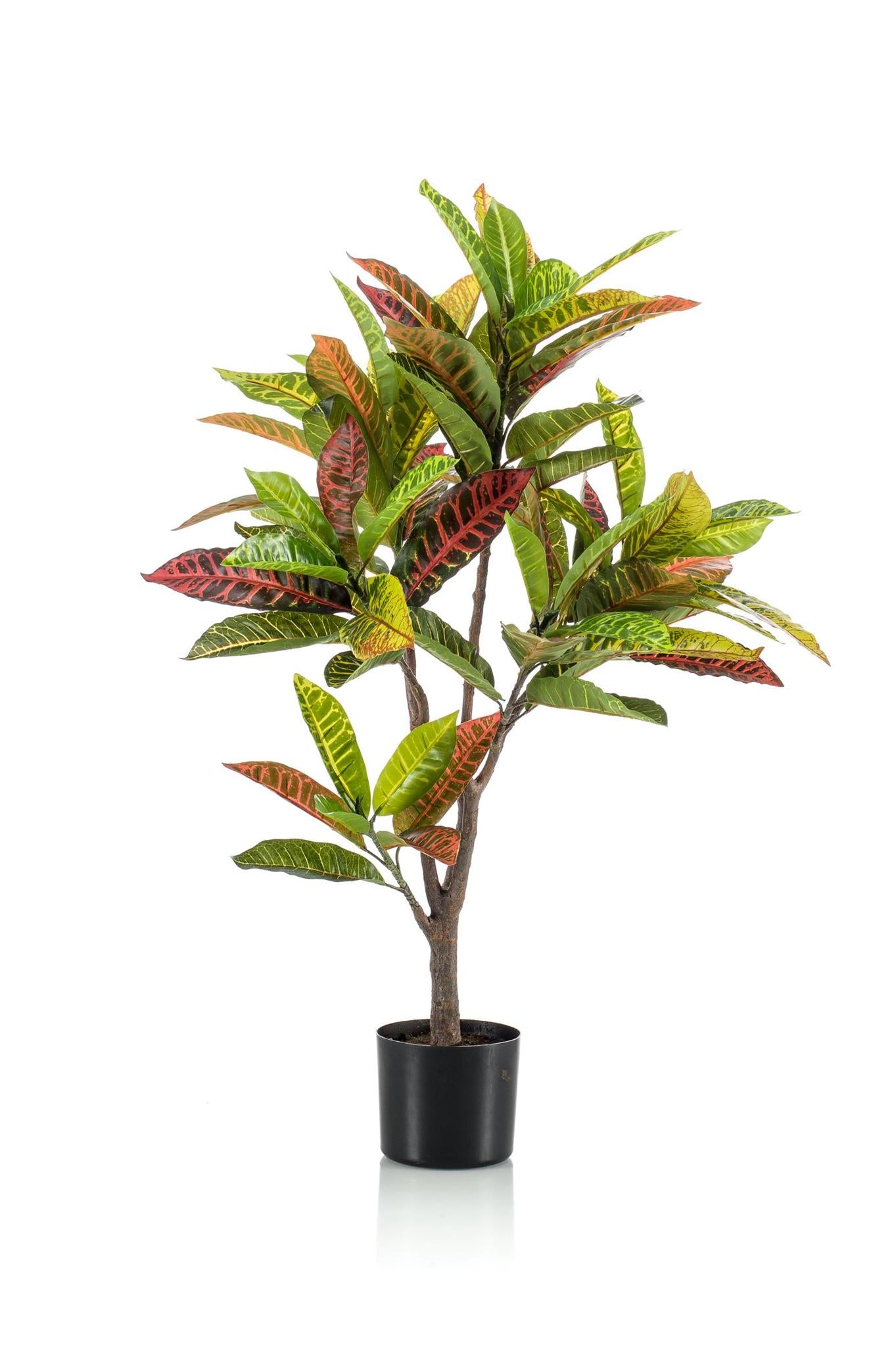 Kunstpflanze Croton Codiaeum - Wunderstrauch - 100 cm Höhe - Pflegeleichte Kunstpflanze für moderne Innenräume