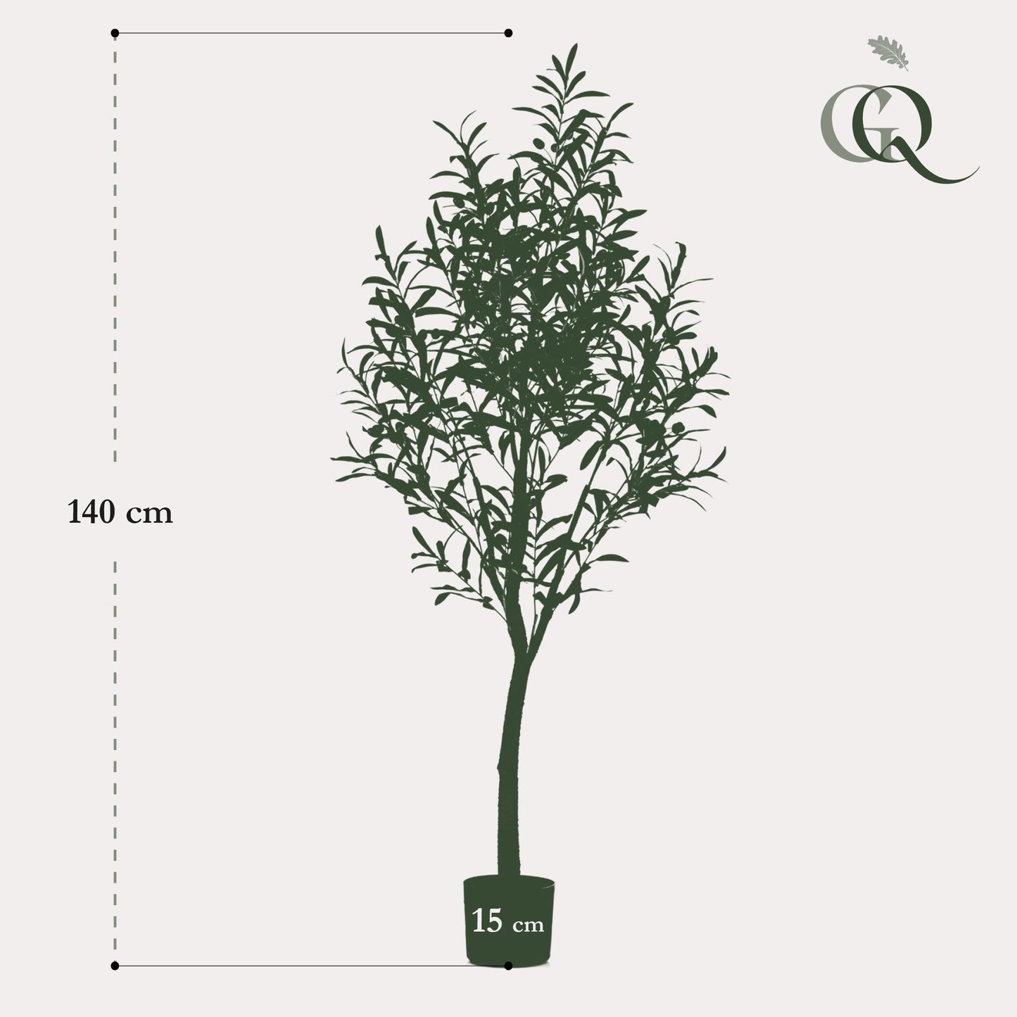 Kunstpflanze Olea europaea (Olivenbaum) - 140 cm Höhe - Pflegeleichter Kunst-Olivenbaum für stilvolle Innenräume