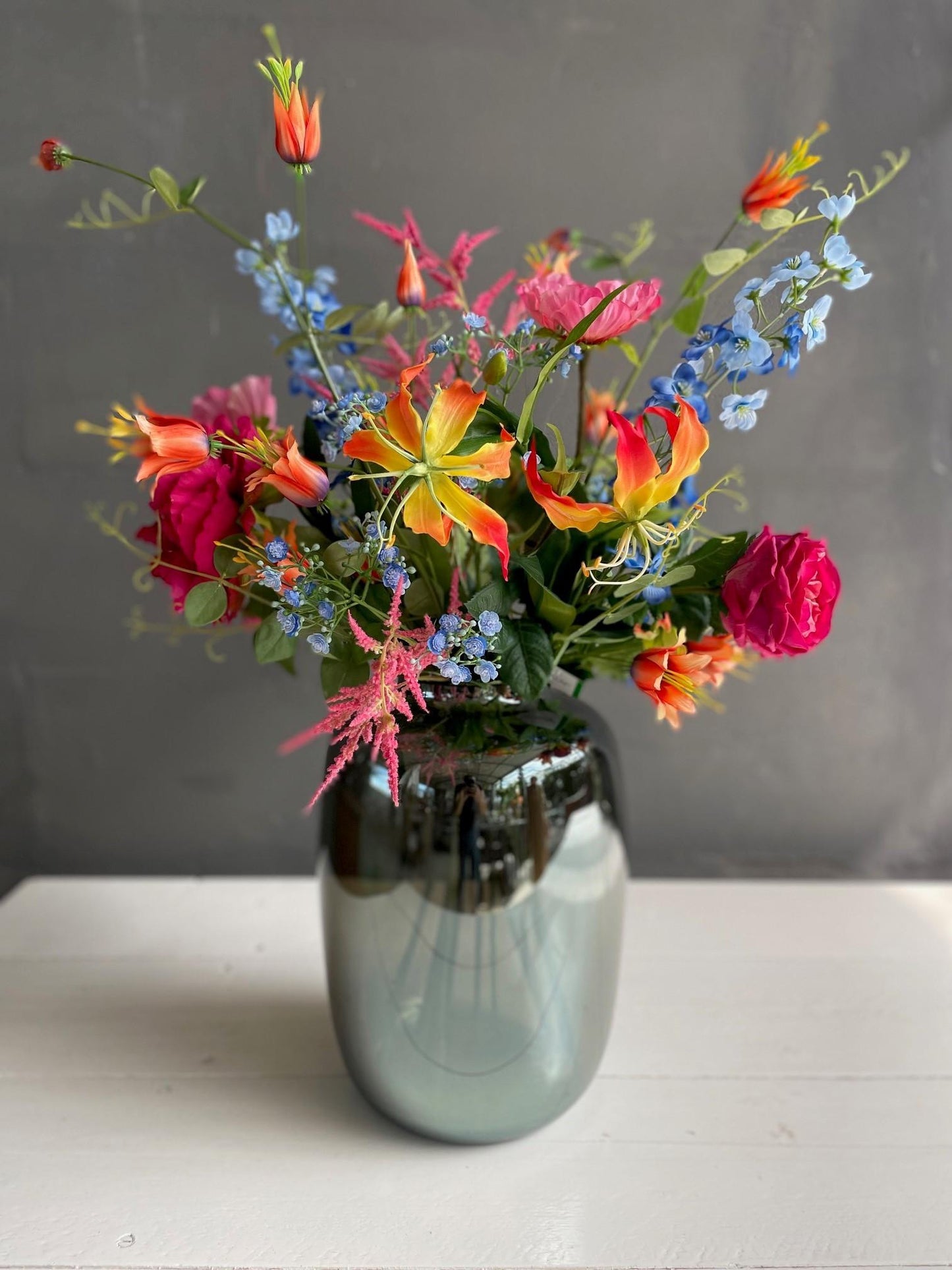 Kunstblumen - Blumenstrauß XL - Colourful Glam - "Luxuriöses Arrangement" - 80cm